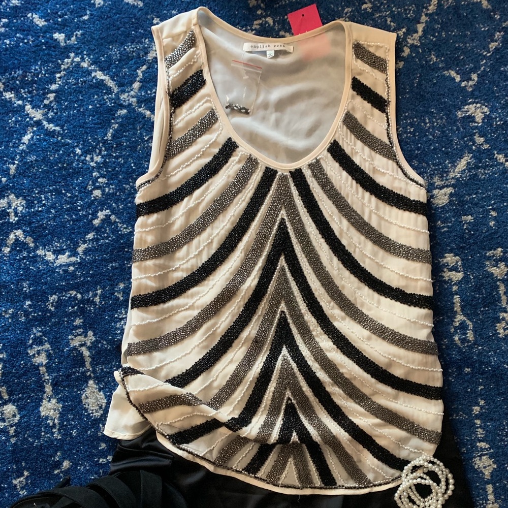 English Rose beaded tank NWT